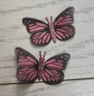 Бабочка шифоновая двухслойная 56 мм, цв.черно-розовый