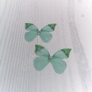 Бабочка шифоновая двухслойная со стразиками, 45 мм, цв.зеленый