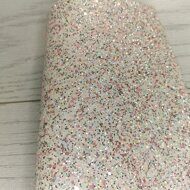 Декоративный кожзам "Конфетти", 20*15 см, цв.белый/нежно-розовый