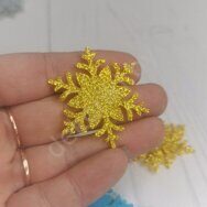Патч-вырубка из глиттерного фетра "Снежинка ажурная 4" 40 мм, цв.золото