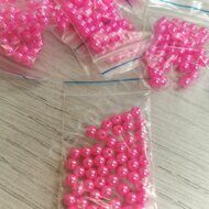 Бусины под жемчуг (пластик) 6 мм (уп. 50 шт) цв.ярко-розовый 096