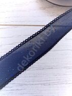 Декоративная лента с блестками 25 мм, цв.темно-синий 38
