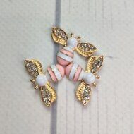 Кабошоны флоризель "Пчелка" 25*17 мм, цв.розовый