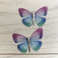 Бабочка шифоновая двухслойная 60 мм, цв.фиолетово-изумрудный
