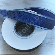Декоративная лента с тиснением "Розочки" 25 мм, цв.синий