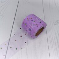 Фатин "Сердечки разноцветные" 55 мм, цв.фиолетовый