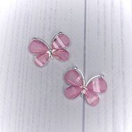 Серединка ювелирная "Бабочка" 28*22 мм, цв.розовый