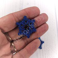 Патч-вырубка из глиттерного фоамирана 2 мм "Снежинка 7" 35 мм, цв.синий