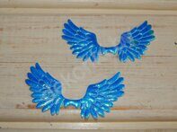 Патч "Крылья" 70*35 мм, цв.голография синий
