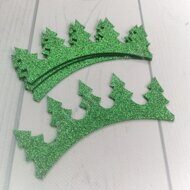 Патч из глиттерного фетра "Тиара елочки" 14 см, цв.зеленый