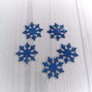 Патч-вырубка из глиттерного фоамирана 2 мм "Снежинка 9" 35 мм, цв.синий