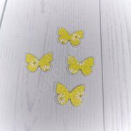 Патч сборный "Бабочка на белом фетре" 26*37 мм, цв.принт ромашки, желтый