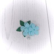 Патч сборный из корейского фетра "Цветок маленький" 25 мм, цв.голубой