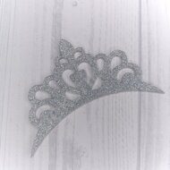Патч из глиттерного фоамирана "Диадема 2" 15*7 см, цв.серебро
