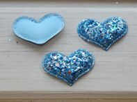 Патч 3D, кожзам пайетки "Сердце" 2,8*3,8 см (голубой)