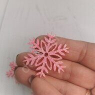 Патч-вырубка из глиттерного фетра "Снежинка ажурная 3" 40 мм, цв.розовый