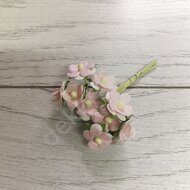 Тайские бумажные цветочки 15 мм, цв.нежно-розовый/белый