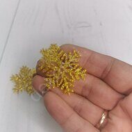 Патч-вырубка из глиттерного фетра "Снежинка ажурная 3" 40 мм, цв.золото