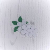 Патч сборный из корейского фетра "Цветок маленький" 25 мм, цв.белый