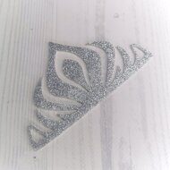 Патч из глиттерного фетра "Корона Эльзы" 14 см, цв.серебро