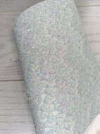 Декоративный кожзам текстурный "Кружево сердечки" 20*15 см, цв.пастельный голубой