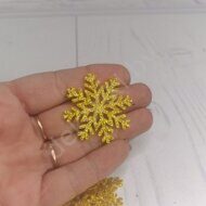 Патч-вырубка из глиттерного фетра "Снежинка ажурная 1" 40 мм, цв.золото
