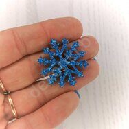 Патч-вырубка из глиттерного фоамирана 2 мм "Снежинка 4" 35 мм, цв.голубой