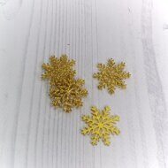 Патч-вырубка из глиттерного фетра "Снежинка" 30 мм, цв.золото