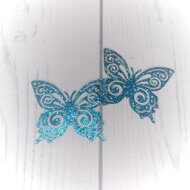 Патч-вырубка из кожзама "Бабочка ажурная" 50 мм, цв.голубой
