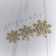 Набор для ободка из кожзама и фетра "Снежинки" , цв.золото перламутр (2 шт)