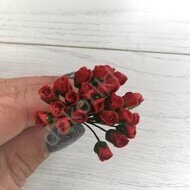 Тайские бумажные цветочки 5 мм "Бутон розы", цв.красный