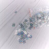Пайетки "Снежинки" 12 мм ( 5 грамм), цв.серебро голография