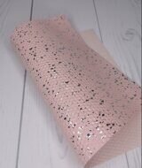 Декоративный кожзам текстурный "Ромб брызги" 20*15 см, цв.дымчато-розовый/серебро