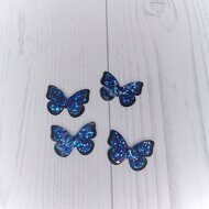 Патч сборный "Бабочка на фетре" 26*37 мм, цв.синий