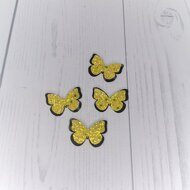 Патч сборный "Бабочка на фетре" 26*37 мм, цв.желтый