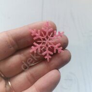 Патч-вырубка из глиттерного фетра "Снежинка" 35 мм, цв.розовый