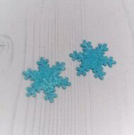 Патч-вырубка из глиттерного фетра "Снежинка 7" 45 мм, цв.голубой