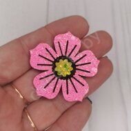 Патч сборный "Цветок 5 лепестков" 45 мм, цв.розовый неон
