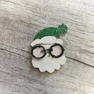 Патч сборный "Дед Мороз в очках" 5 см, цв.зеленый