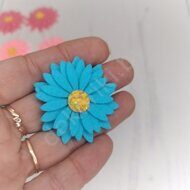 Патч сборный из корейского фетра "Цветок" 50 мм, цв.голубой яркий