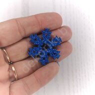 Патч-вырубка из глиттерного фоамирана 2 мм "Снежинка 6" 35 мм, цв.синий