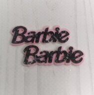 Надпись "Barbie" (фетр+кожзам), длина 52 мм, цв.черный