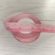 Репсовая лента с рисунком "Бантик" 25 мм, цв.розовый