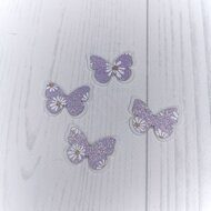 Патч сборный "Бабочка на белом фетре" 26*37 мм, цв.принт ромашки, фиолетовый