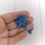 Патч-вырубка из глиттерного фоамирана 2 мм "Снежинка 6" 35 мм, цв.голубой