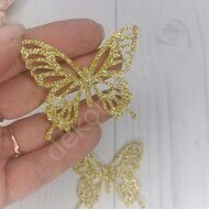 Патч-вырубка из глиттерного фетра "Бабочка ажурная" 45*55 мм, цв.золото