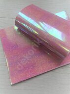 Декоративный кожзам зеркальный "Брызги" 15*20 см, цв.розовый хамелеон 2
