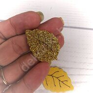 Патч-вырубка из глиттерного фетра "Лист тополя" 40 мм, цв.темное золото