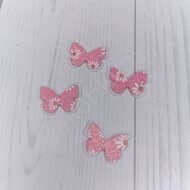 Патч сборный "Бабочка на белом фетре" 26*37 мм, цв.принт ромашки, розовый