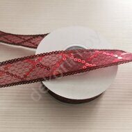 Декоративная лента с пайетками 25 мм, цв.бордовый 11